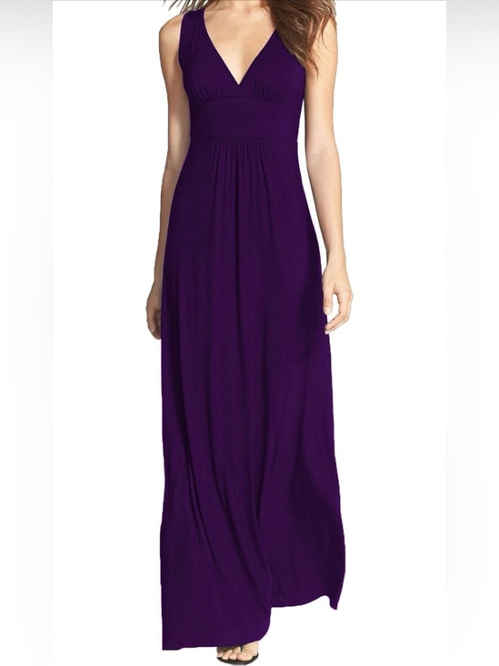 Woosea Dresses & Skirts - Deep Purple Maxi Dress Surplice Top and Bottom Split NWT